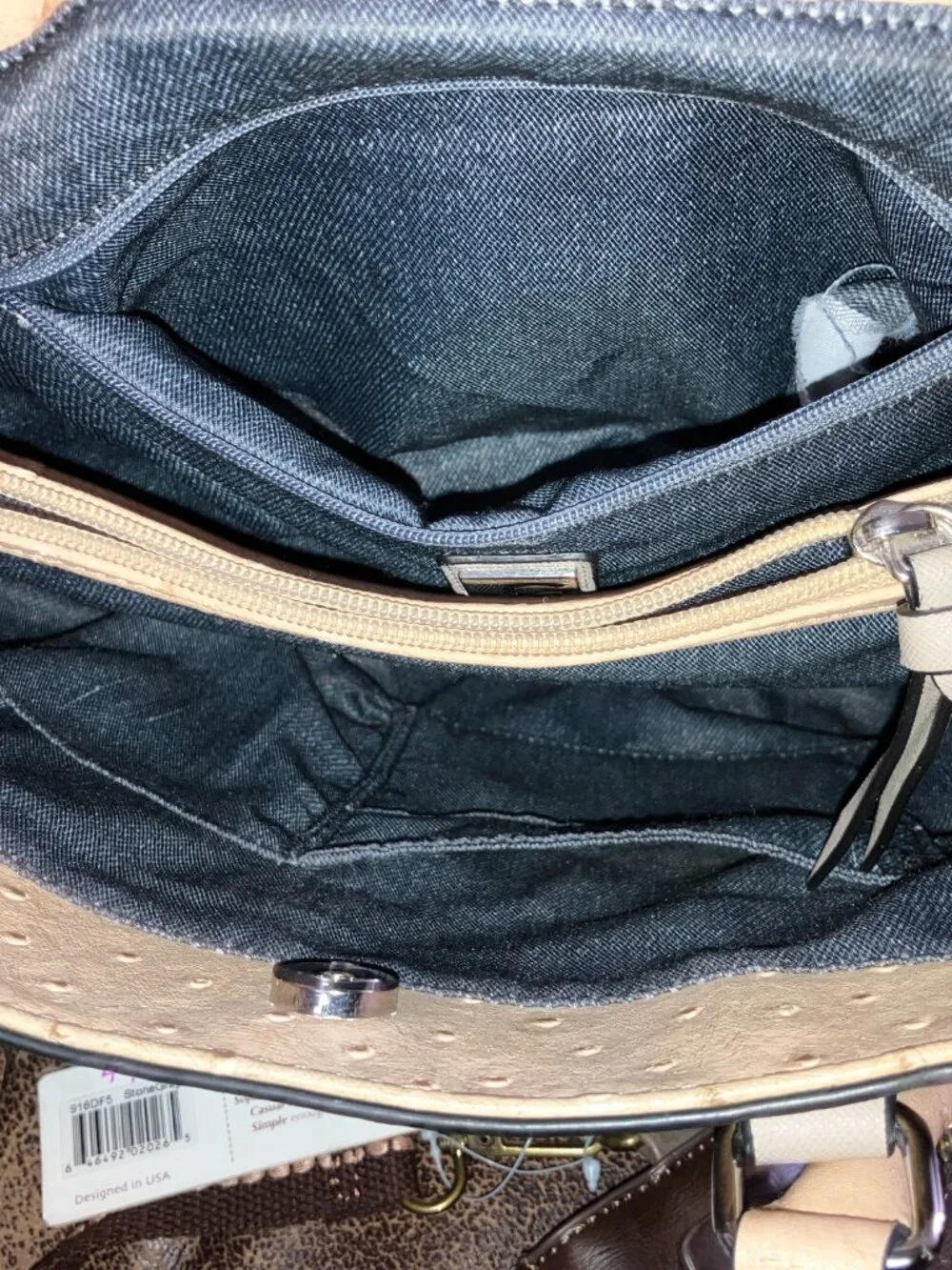 G‎ by Guess Ostrich Embossed Faux Leather Satchel Handbag